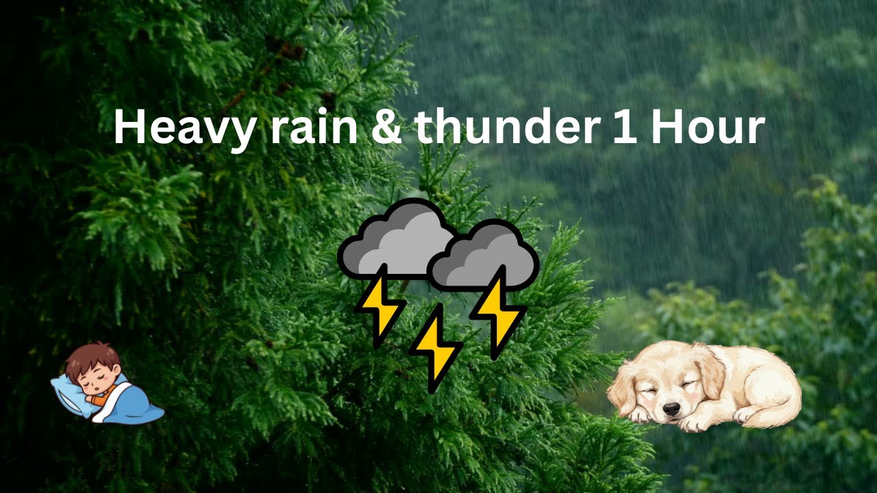 Heavy rain & thunder Sounds (1 hour) : Fall Asleep Fast with Powerful Rain & Thunder