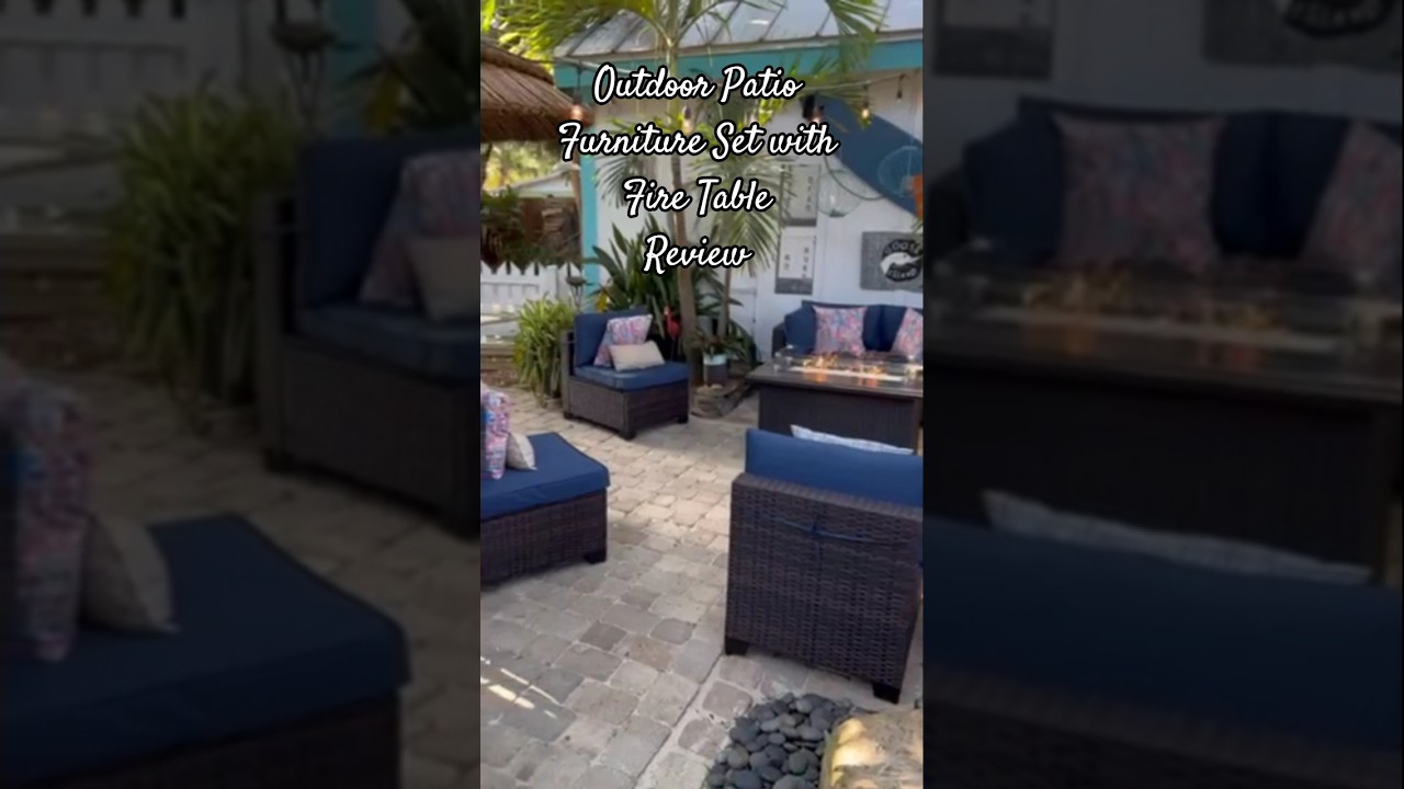 outdoor patio furniture set with fire tablet & coffee table #amzonmustbuy #cozyliving #review
