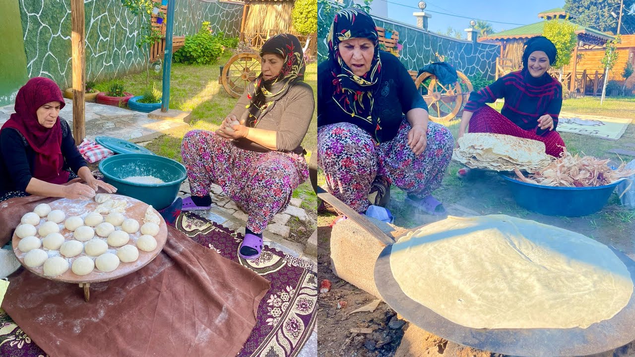ANNEM İLE HALAM SACDA YUFKA EKMEK YAPIMI | LEZZETLİ KÖY EKMEĞİ VİLLAGE LİFE