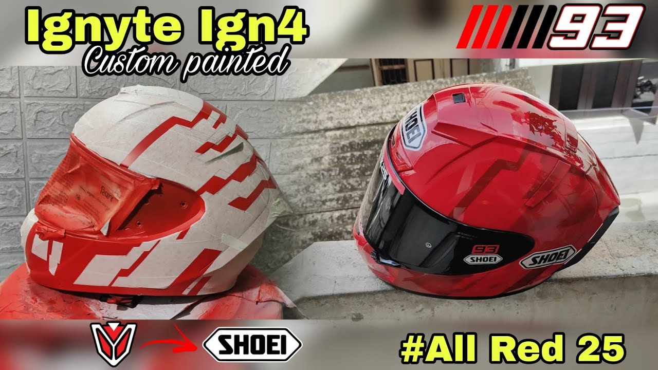 Custom helmet painting Ignyte Ign4 to Shoei Marc Marquez Xspr Pro All Red 25 | GJ05 | #customhelmet