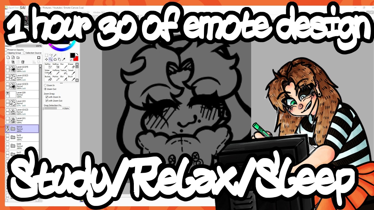 1 hour 30 of designing Twitch Emotes to study/draw/sleep to