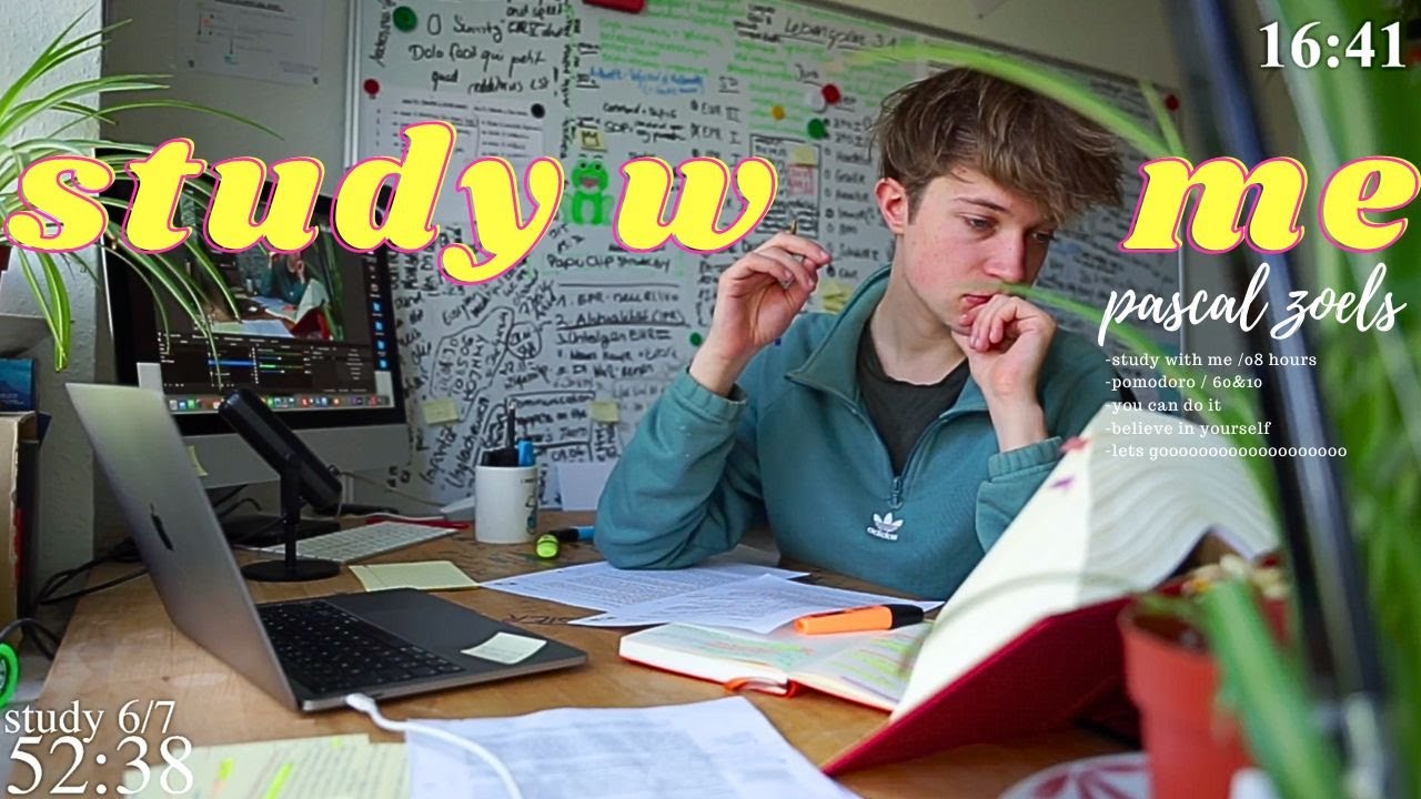 8-HOUR study with me 📚☔️ rain sounds &  pomodoro timer 60 & 10