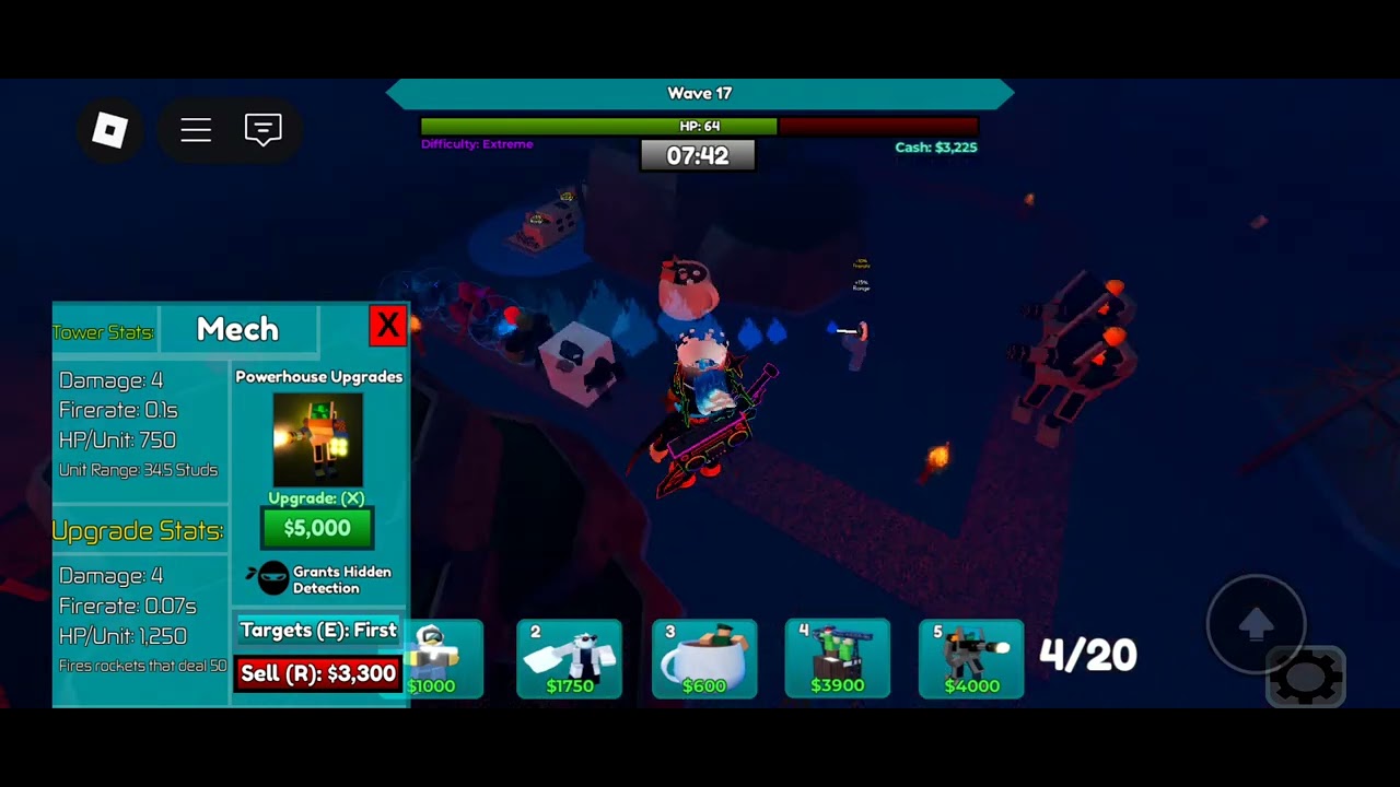 [Roblox Base Defence] Hidden Wawe Solo On Lost Woods Crastaliene Goliath With Hammer!