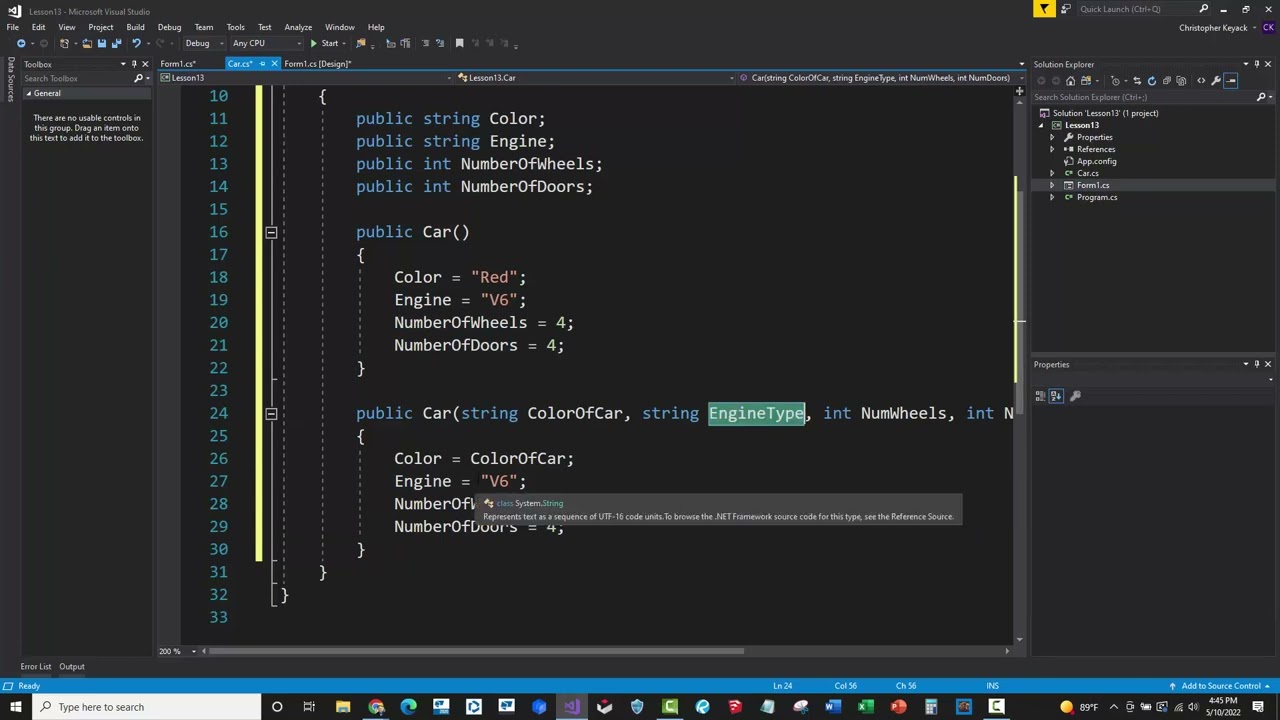 C# Training - 13 - Classes (Object Oriented Programming)