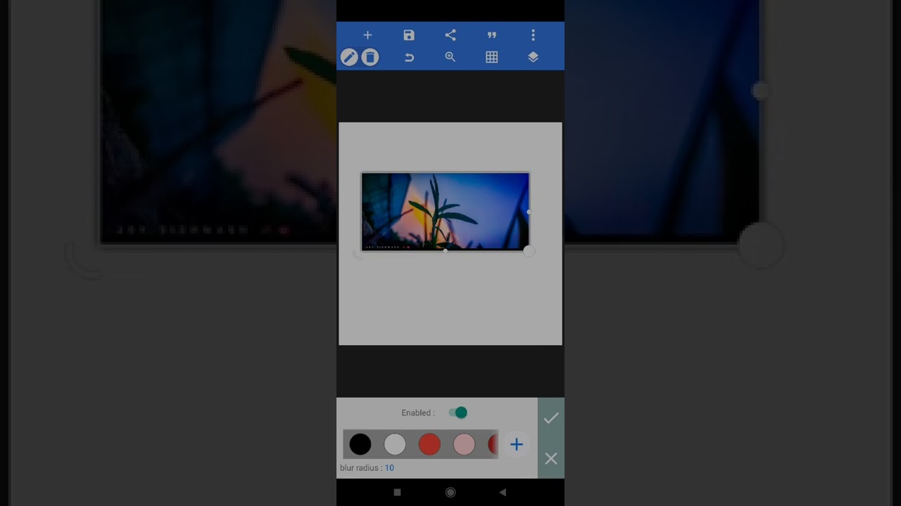 how to create drop shadow in pixella by mobile