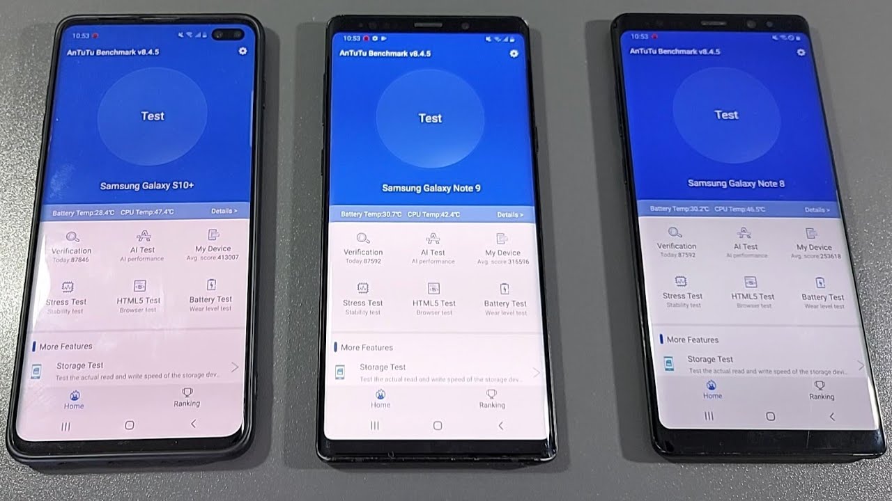 S10 Plus vs Note 9 vs Note 8 Antutu Benchmark Test