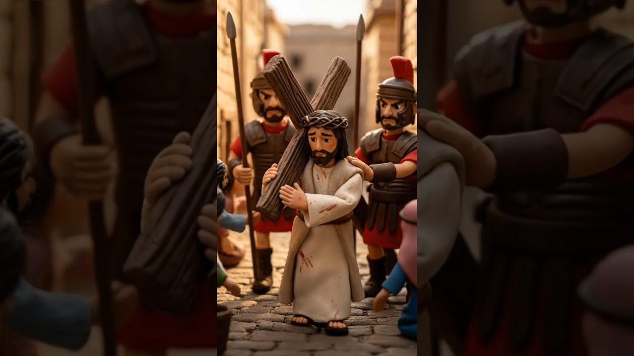Tiny Clay Jesus Knocks on a Mysterious Door&hellip; What Happens Next Will Shock You! 😱✨ #jesus #cross