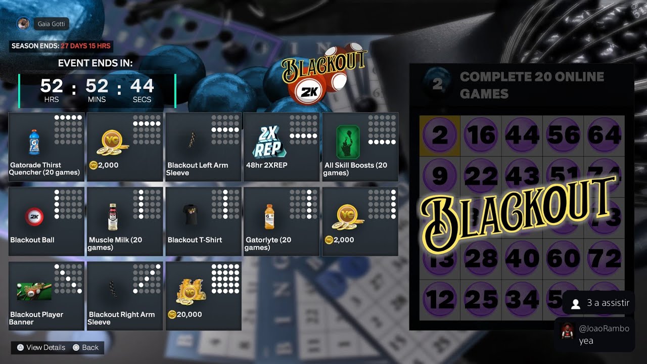 NBA 2K26 BLACK OUT BINGO EVENT