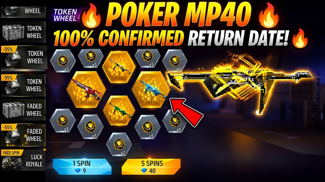 POKER MP40 Return Confirm Date 2026 🤤🔥 | POKER MP40 return in free fire | poker mp40 return 