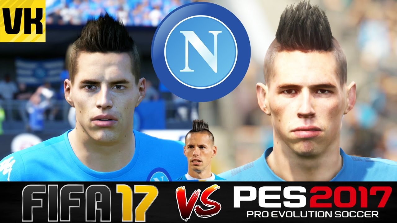 FIFA 17 VS PES 2017 VS REAL LIFE NAPOLI PLAYER FACES COMPARISON (Hamsik, Insigne etc)