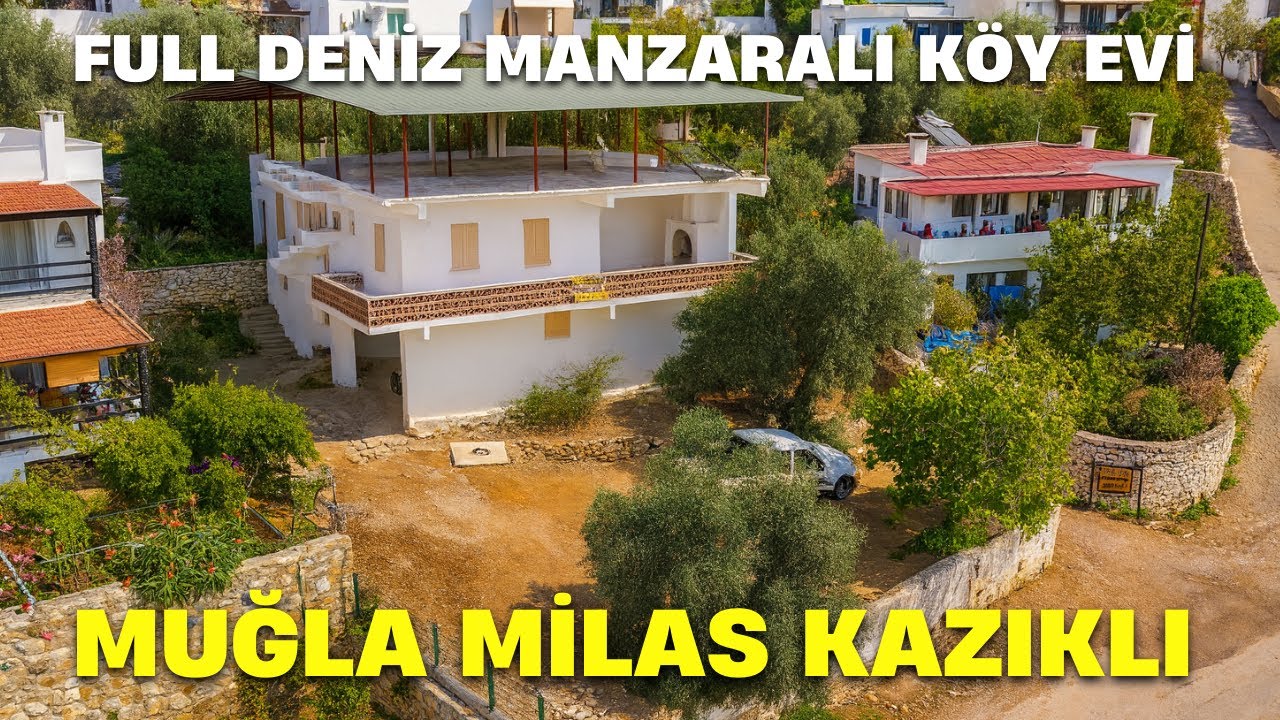 Muğla Milas Kazıklıda 427m2Arsa İçinde köyiçi parsel içinde ev bulunan deniz manzaralı yol cepheli ￼