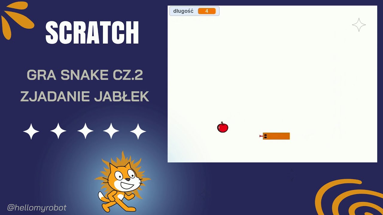 GRA SNAKE W SCRATCH CZ.2 - Dodanie jabłek // Jak wydłużać węża po zjedzeniu jabłek? // Klonowanie