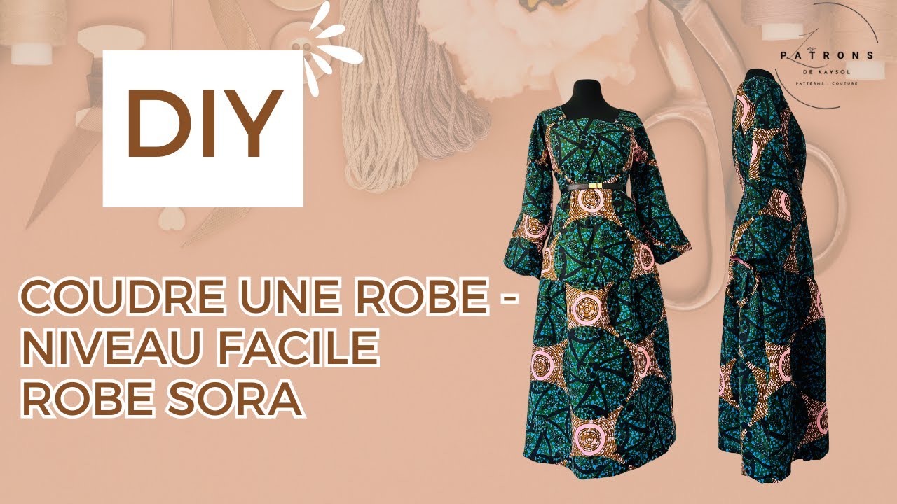 Coudre une Robe Femme - Patron Couture Gratuit - 12 Tailles - Robe style Vintage - DIY Robe midi Wax