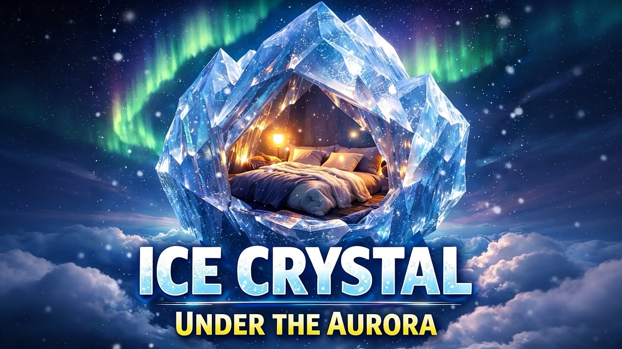 SLEEPING INSIDE A FLOATING ICE CRYSTAL UNDER NOTHERN LIGHTS | AURORA SLEEP SOUND FOR DEEP SLEEP