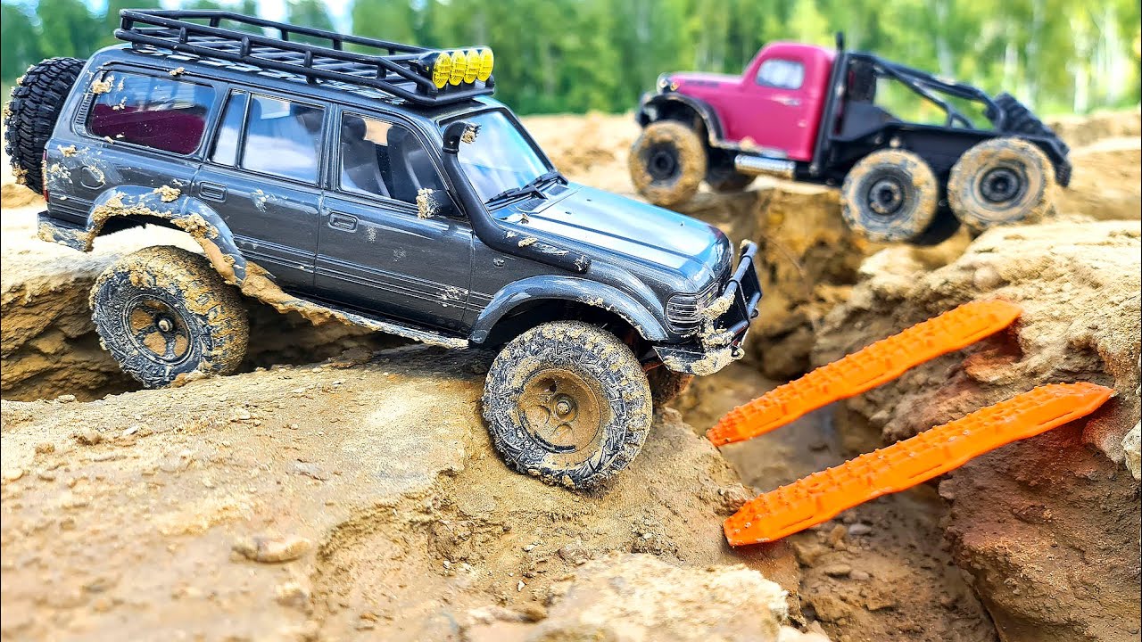 Toyota LC80 4x4 vs Atlas 6x6 Review and Test Drive – RC Cars MUD OFF Road