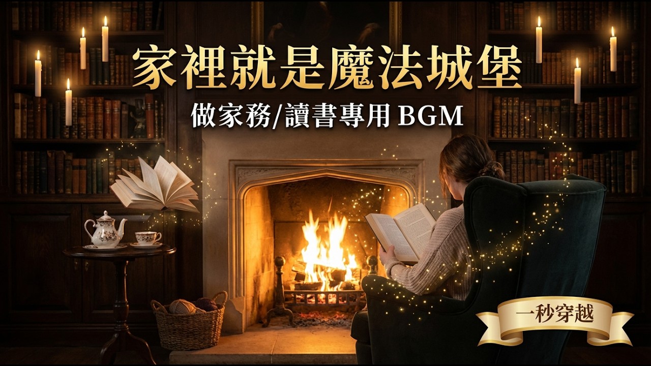 【9小時全程無廣告】歡迎來到魔法城堡圖書館 🕯️ 讓家務與閱讀時光充滿電影感，一秒穿越到霍格華茲的溫暖壁爐旁，專為深度工作、學習、放鬆設計的沉浸式背景音樂BGM