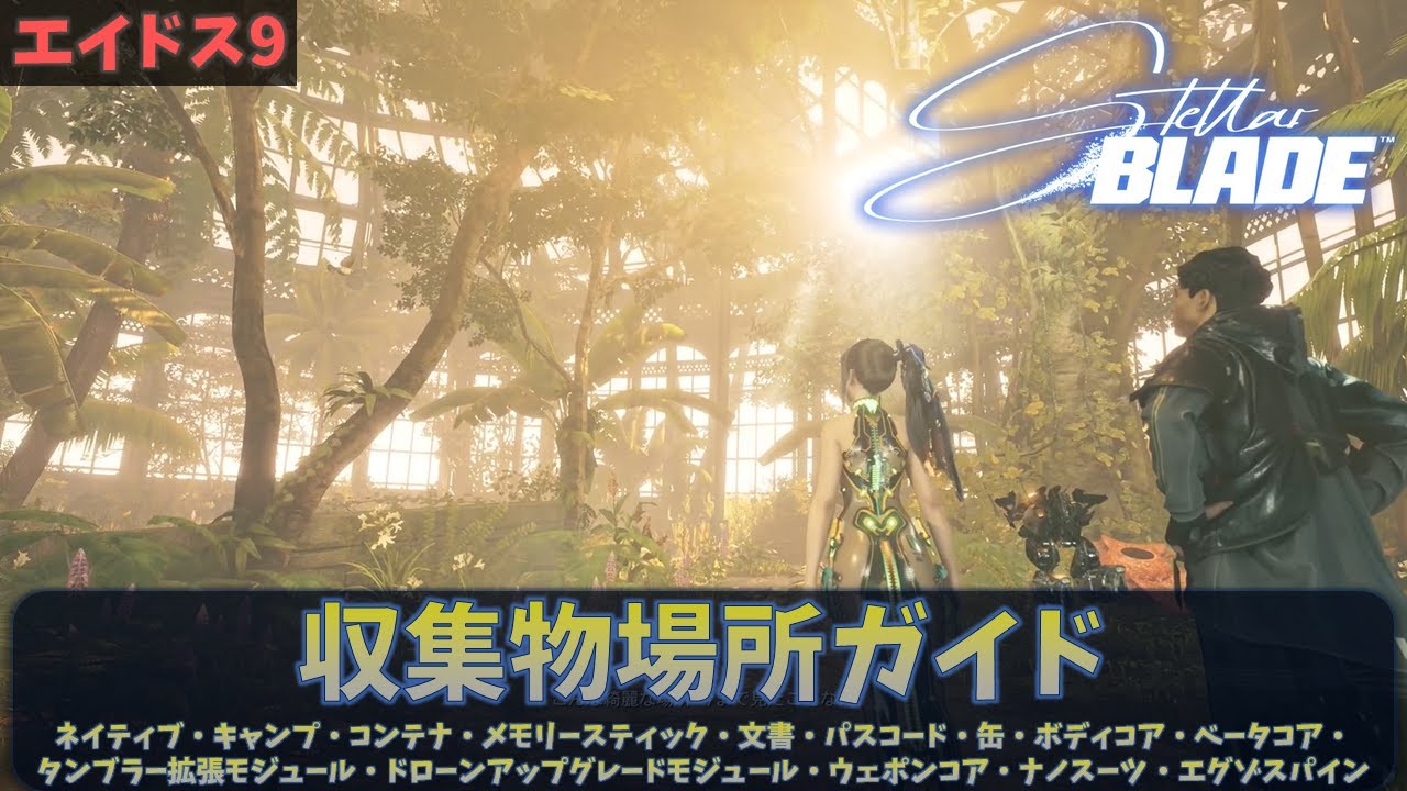 【Stellar Blade】収集物場所ガイド Part8(エイドス9) | キャンプ・コンテナ・メモリースティック・文書・缶・ボディコア・ベータコア・タンブラー拡張モジュール・ナノスーツ・…