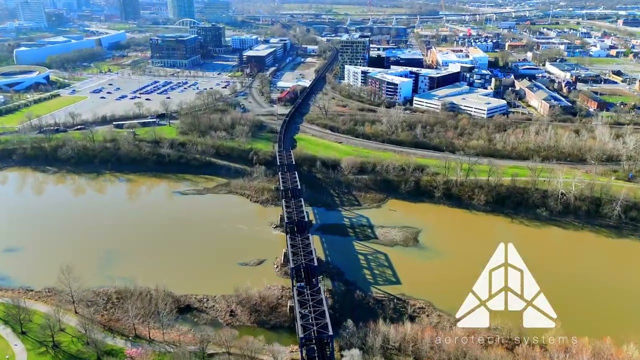 Chasing a Train Through Downtown Columbus | Historic Bridges, River & Stadium Views