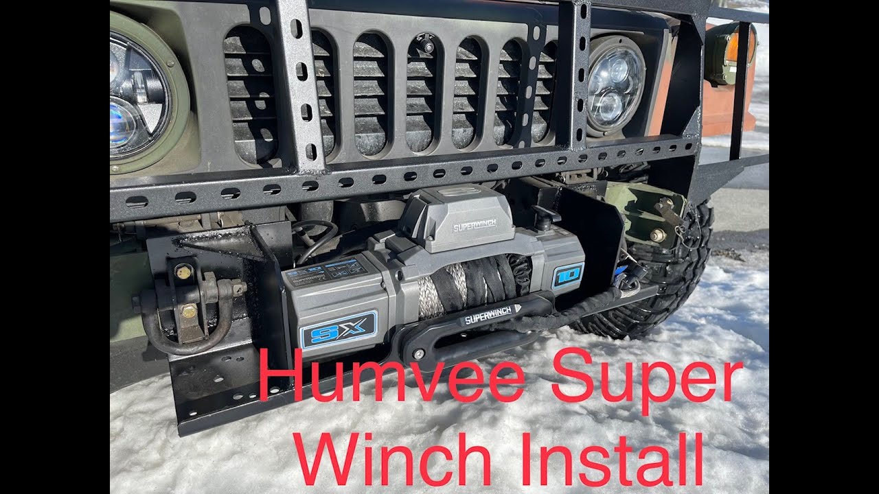 Humvee Superwinch 1710201 SX 10000SR Winch install with a Summit Racing Winch Channel Mount