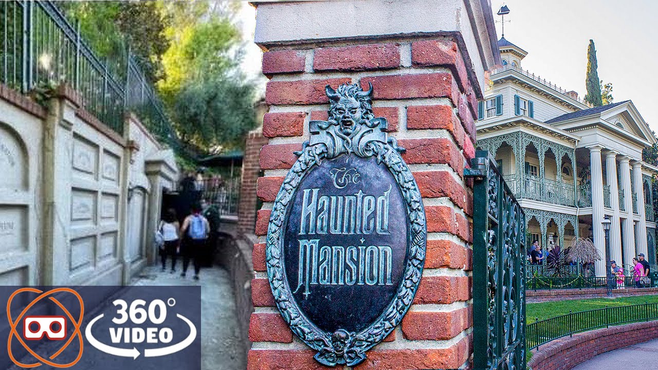 [360] Secret Side Entrance of Haunted Mansion Dark Ride - Disneyland 2021