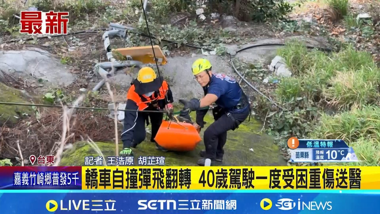 台9線轎車不明原因自撞橋墩 墜20米深山谷 轎車自撞彈飛翻轉 40歲駕駛一度受困重傷送醫｜三立新聞網 SETN.com