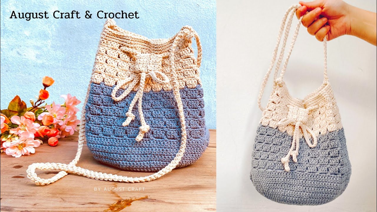 🌷🧶 Super Easy DIY Crochet Bucket Bag | Crochet Circle Base Bag| August Craft .
