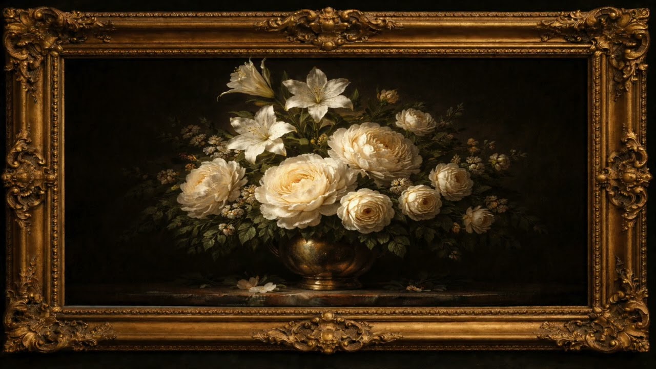 Vintage Floral Oil Painting / 1 Hour TV Frame Art & Relaxing Ambience