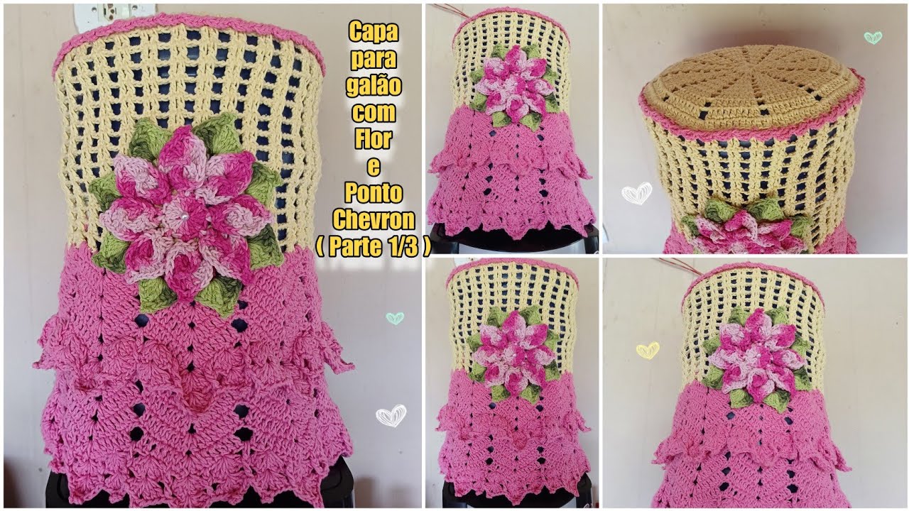 Capa de galão com Flor e ponto chevron ( parte 1/3)