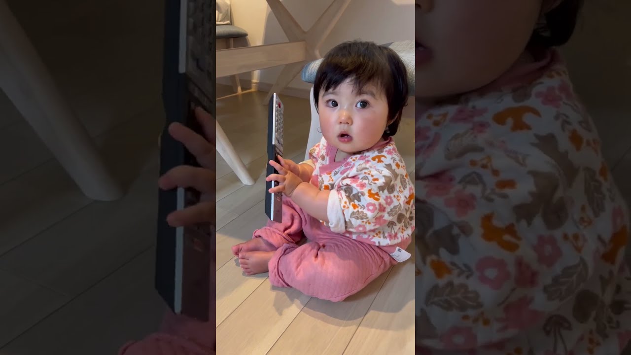 リモコンでTVがつくことを知ってる赤さん/Baby understands how to use the remote control