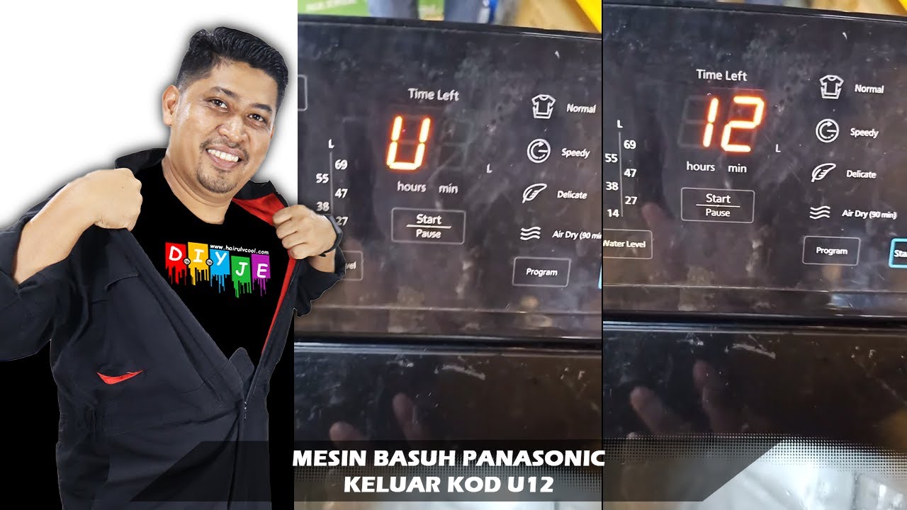 MESIN BASUH PANASONIC KELUAR KOD U12