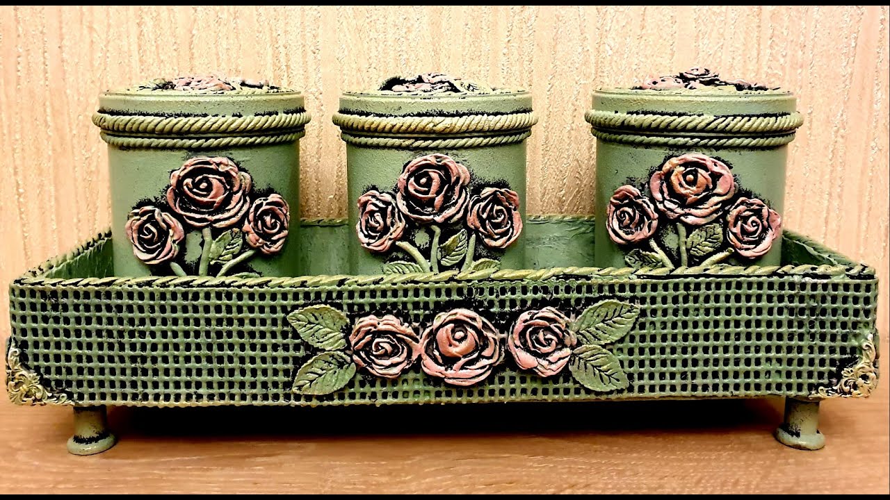 DIY /Vintage plastic cans  decoration idea/Cardboard crafts