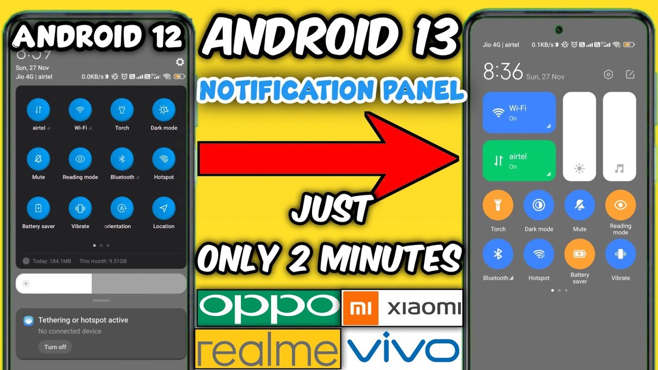 Change Notification panel in Android MIUI 13 / change control center MIUI 13 / PT