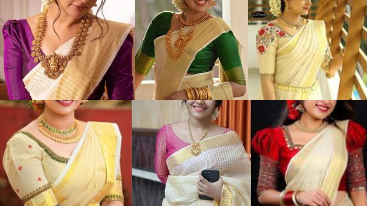latest onam saree blouse design collection