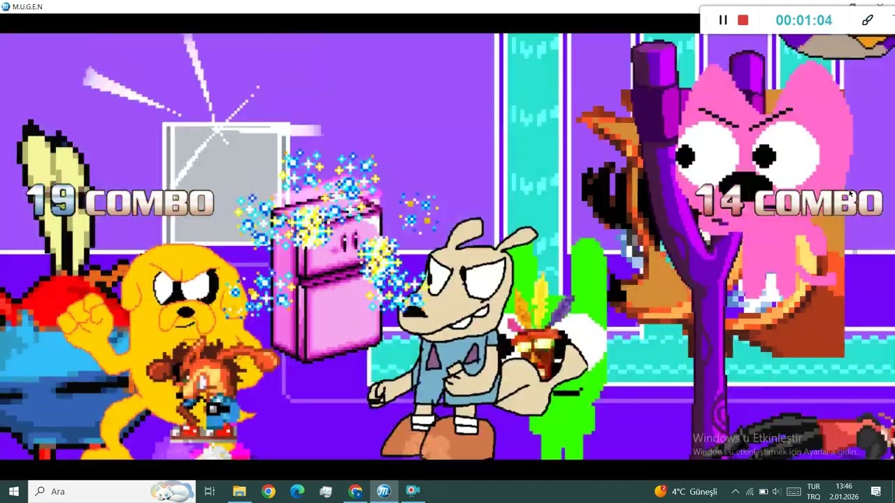 mugen Crash Bandicoot, Jake The Dog, Rocko & Red Bird, vs Hoops & Yoyo, Kirby, Kyoka Jiro & Mr Krabs