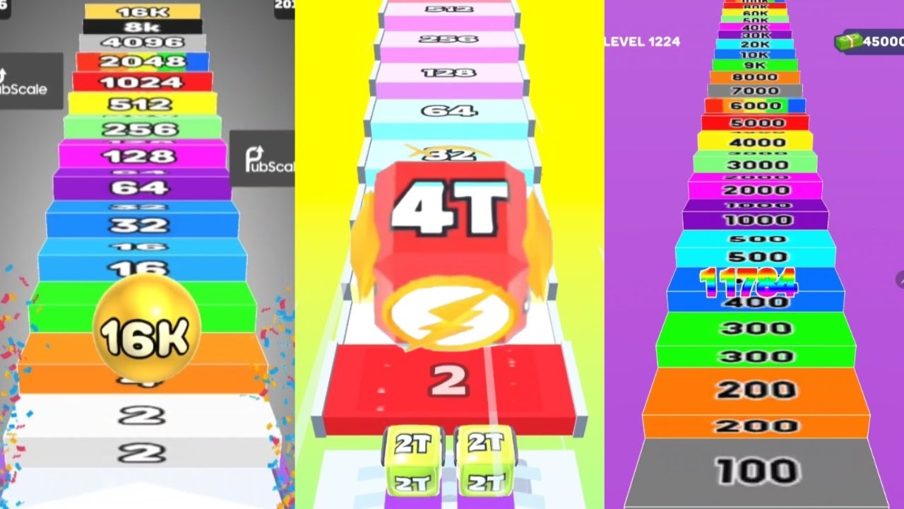 MAX Levels- Jelly Run 2048 vs Number Ball 3D Merge Master vs Number Run Race 3 in one Gameplay