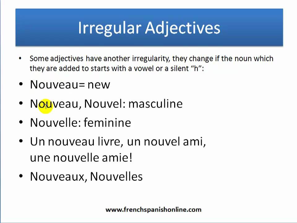 adjectives in French, French adjectives rules