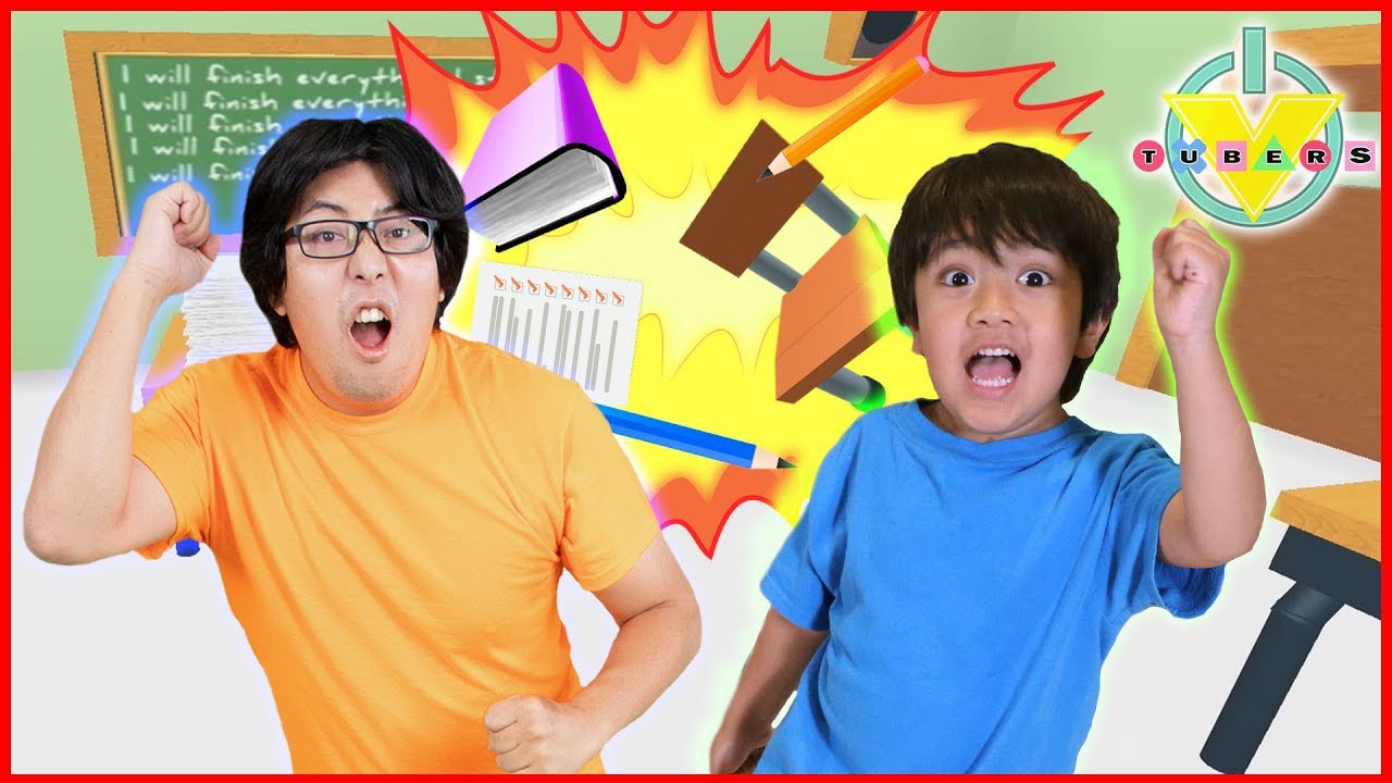 Roblox Escape School Obby ESCAPE DETENTION Let's Play Ryan Vs Daddy
