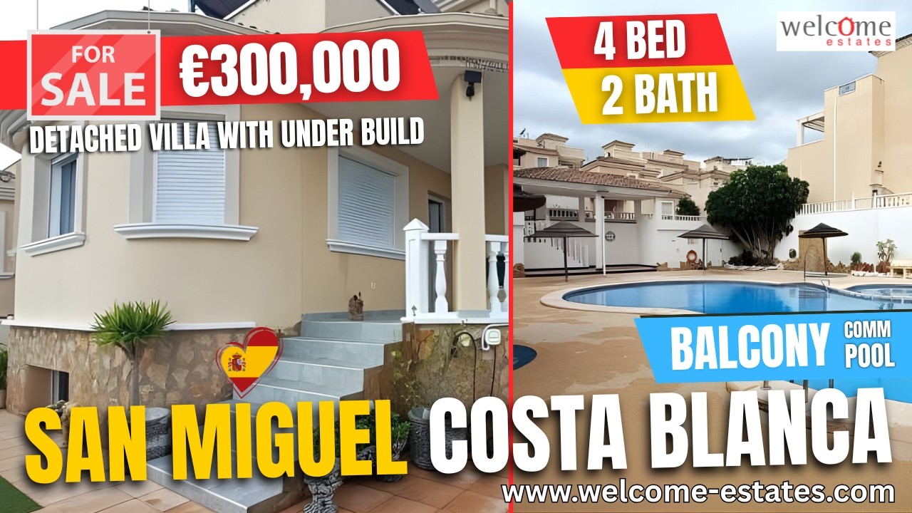 REDUCED! Detached Villa in San Miguel | 4 Beds, 2 Bath, Large Under-build, balcony! 🇪🇸