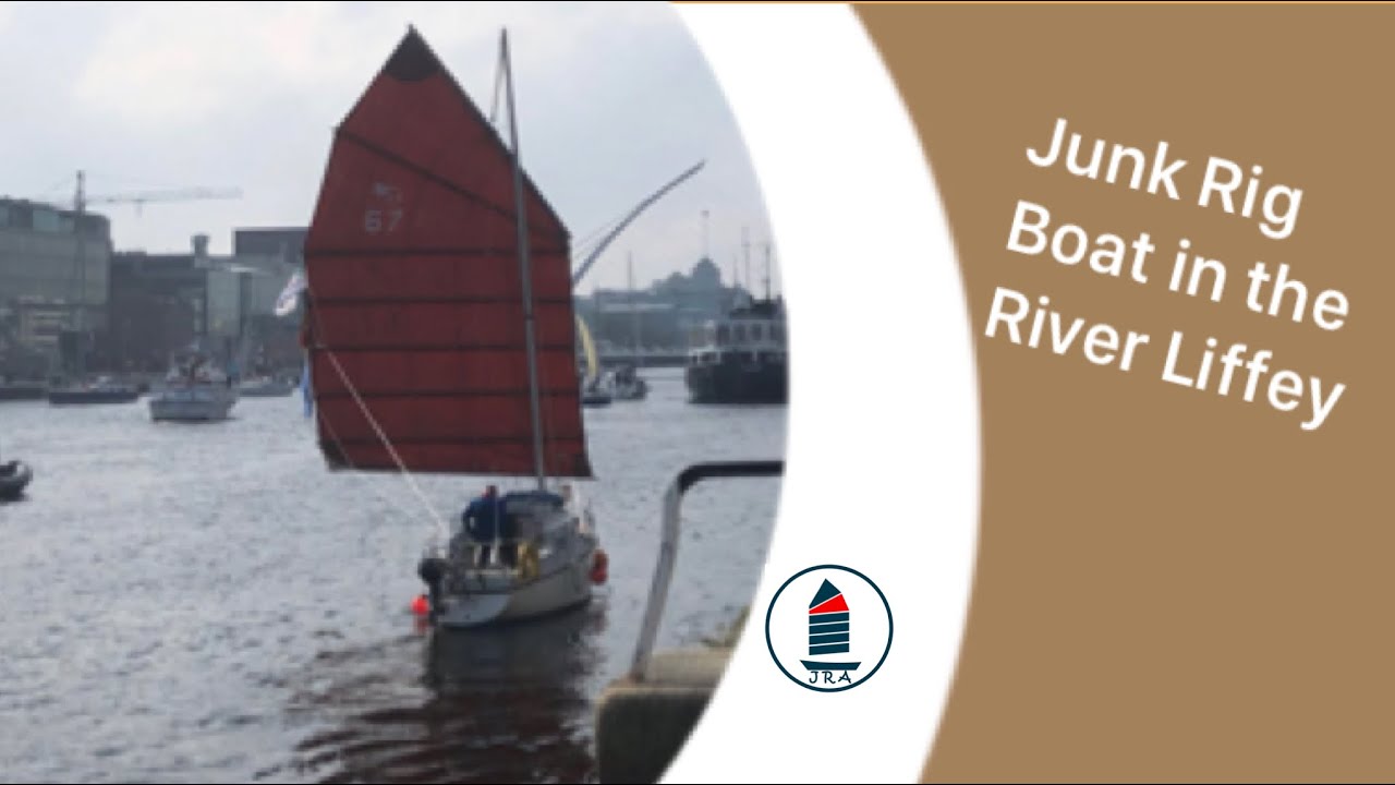 Junk Rigged Boat in the River Liffey, Dublin, 2023