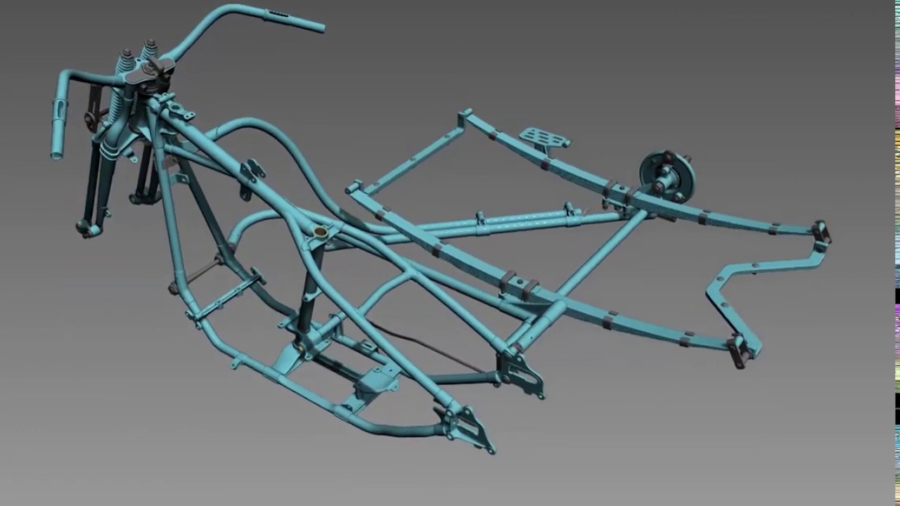 1937 Harley-Davidson frame with LE Type Side Car frame