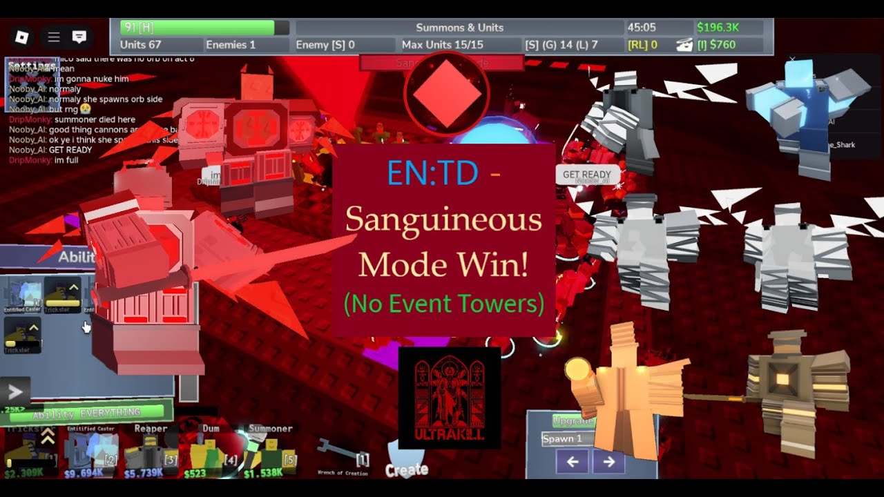 (No Event Towers) Sanguineous Mode Triumph! || [Roblox] Expansive Noob: Tower Defense