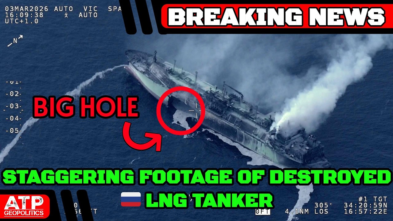 BREAKING: Russian LNG Tanker Utterly Gutted, w/ a Big Old Hole - Ukrainian USVs Claimed Responsible