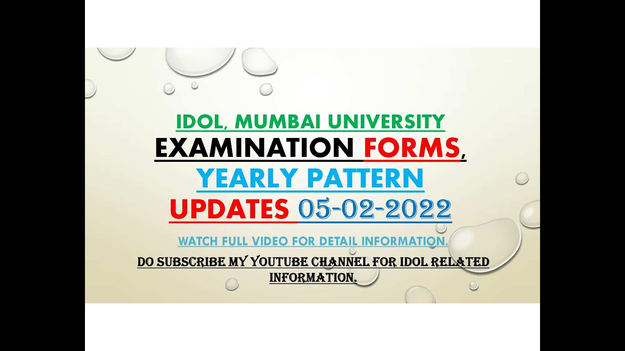 IDOL | Examination form | Updates February 2022