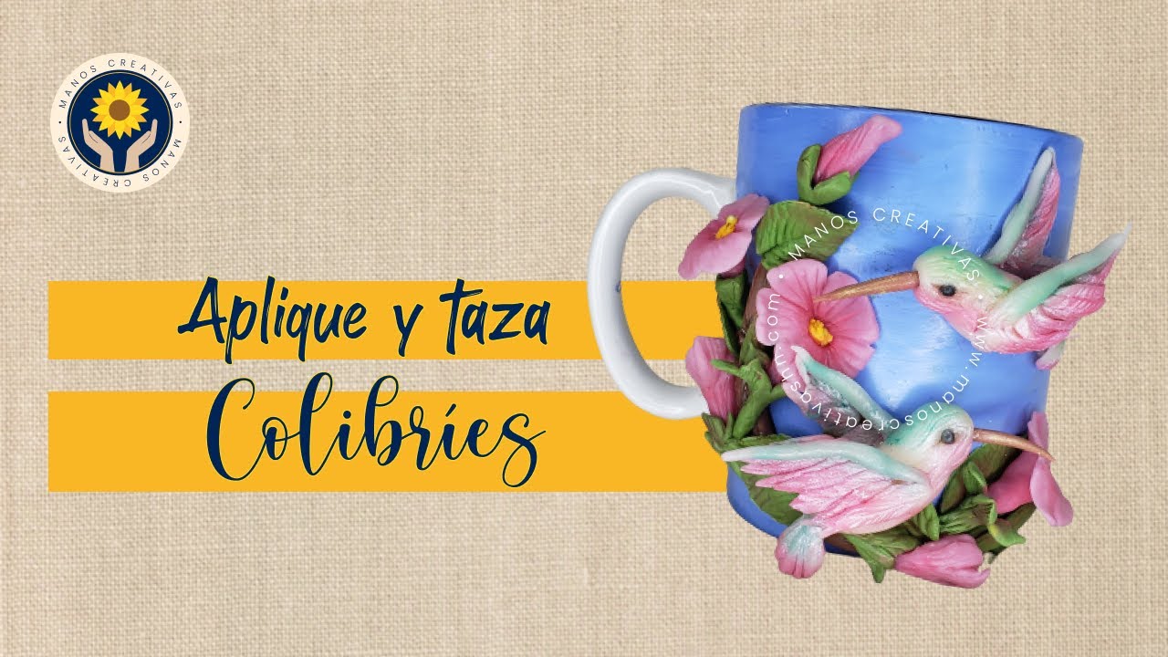 Cómo decorar una taza con pareja de Colibríes | Escuela Manos Creativas