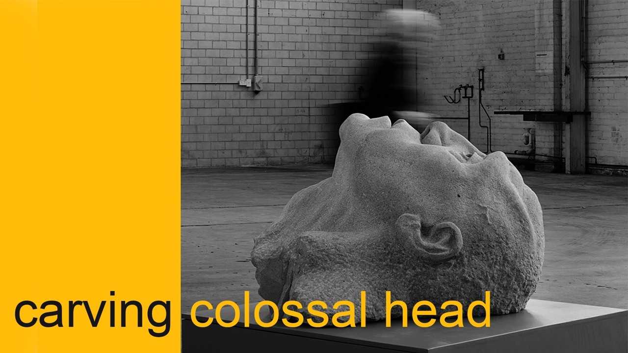 'ancient man'  [2024] - carving of colossal head in stone