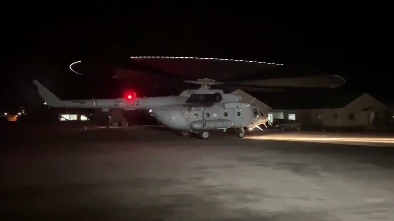 Indian Air Force MI-17 Helicopter Rotor blade tip Lights in dark. #iaf