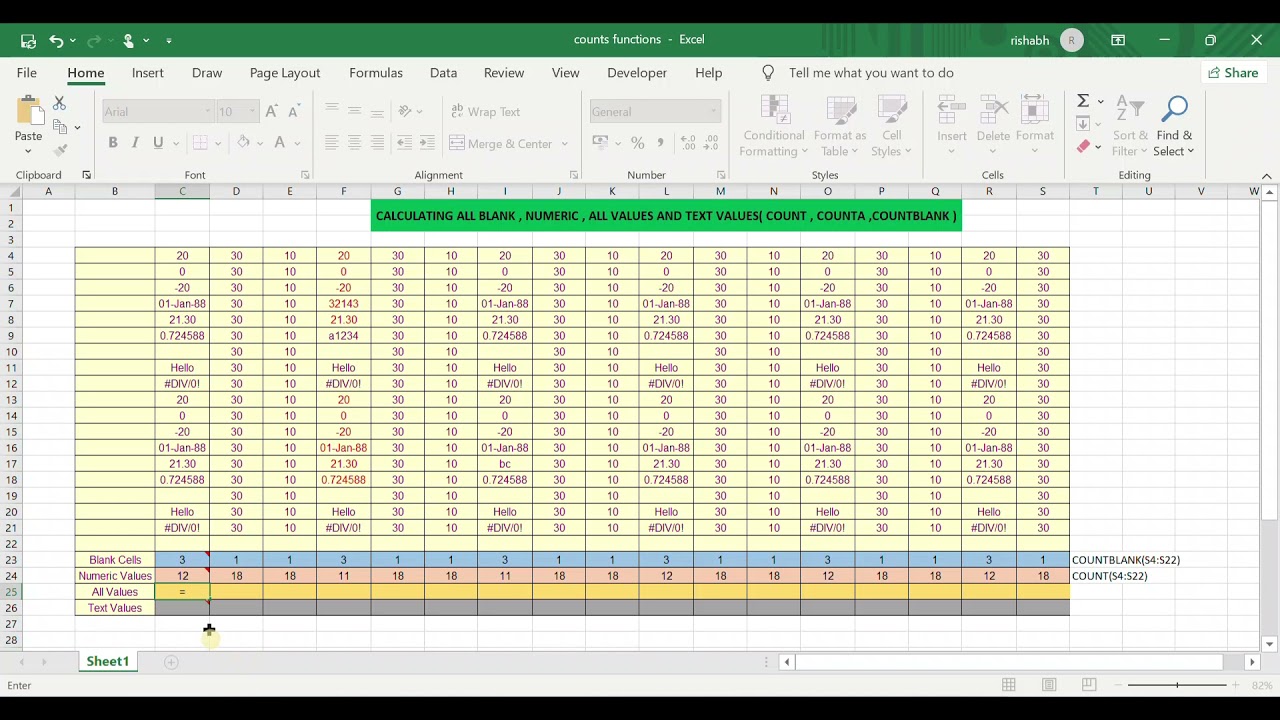 EXCEL COUNT, COUNTA , COUNTBLANK | IMPORTANT FORMULA FOR EXCEL LEARNERS| WATCH TILL END. 🖥️