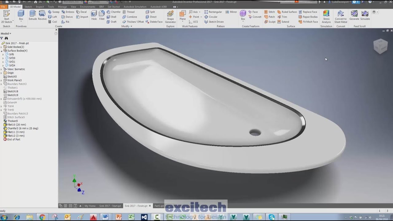 Autodesk Inventor 2017 - Building Productivity - Surfacing Tutorial - Boundary Patch