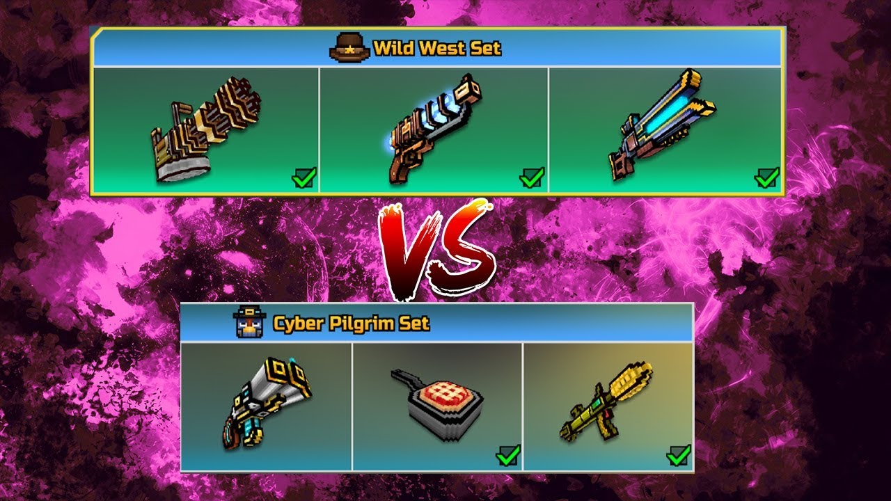 Pixel Gun 3D - Wild West Set VS Cyber Pilgrim Set