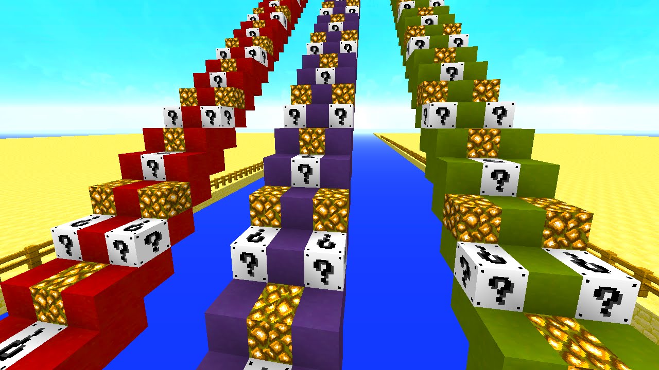 Minecraft 1v1v1 WHITE LUCKY BLOCK STAIRCASE RACE! (Minecraft Mods)